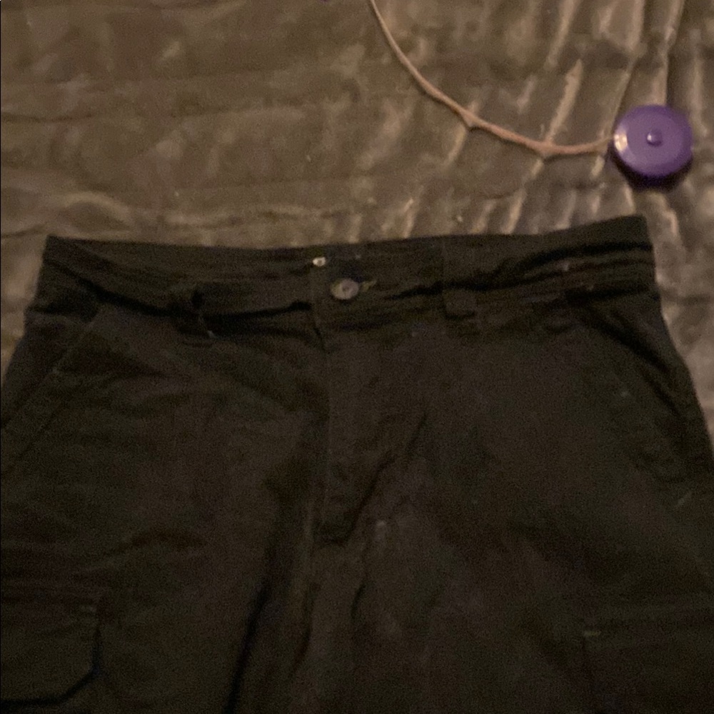 Unisex black cargo shorts